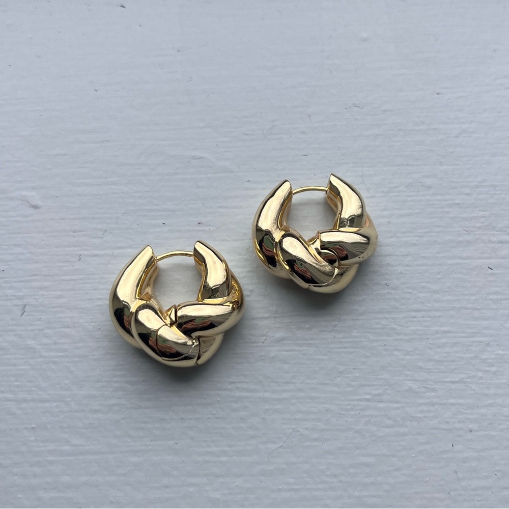 Savvy Cie 14K Gold Plated Freeform Twist Hoop Earrings